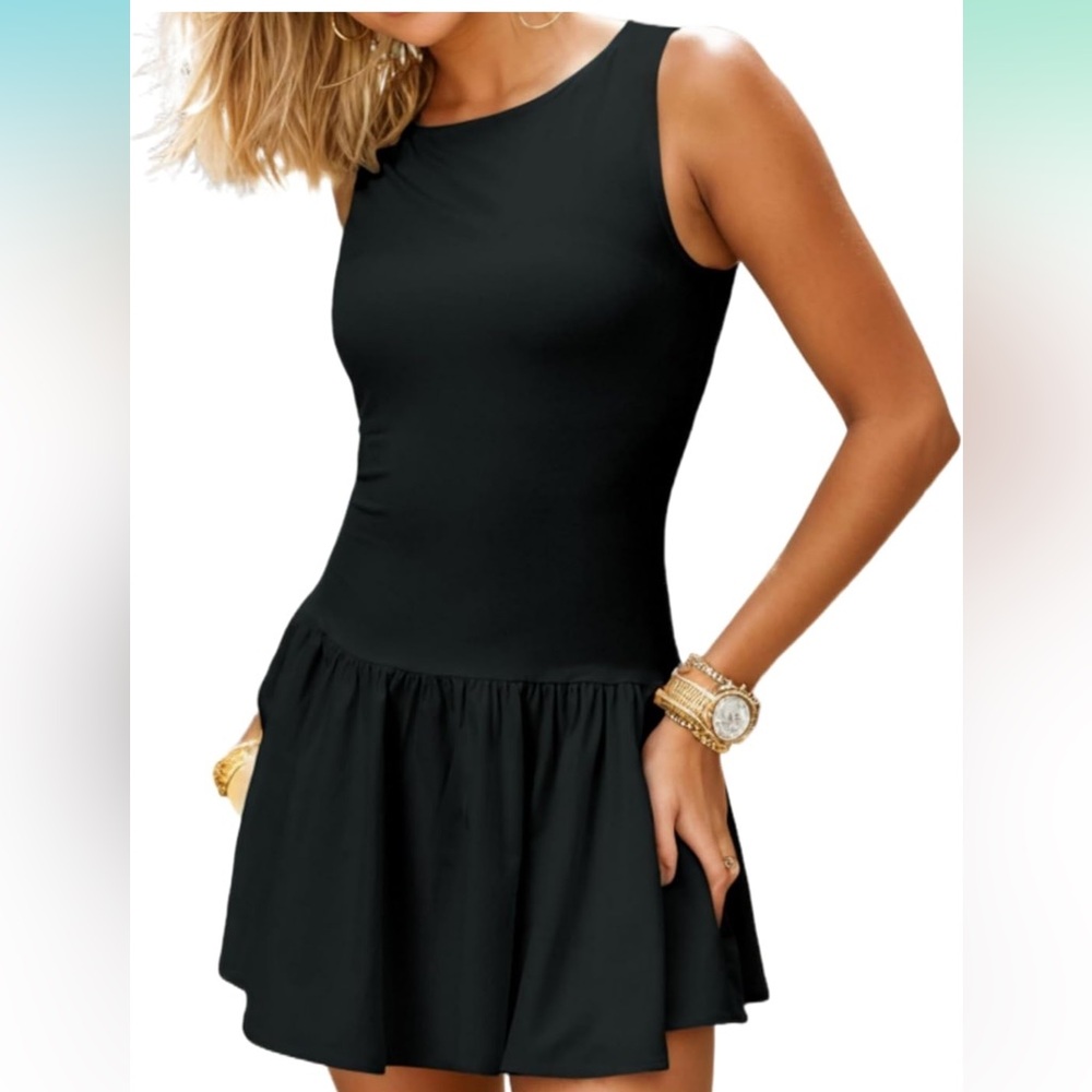 Flowy Mini Tank Bubble skirt Dress Sleeveless | Size Small